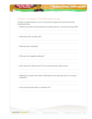 Small Business Survey Worksheet
