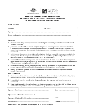 Terms of Agreement for Researchers