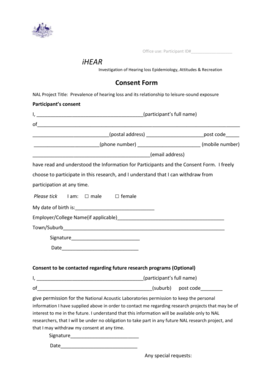 Hearing Loss Research Consent Form