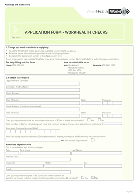 WorkHealth Check Application Form