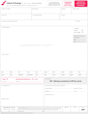 Affix Laboratory Commercial Defence Account Form