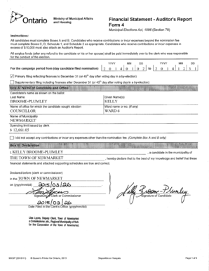 Ontario Municipal Election Financial Statement