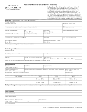 Church-Service Missionary Application Form