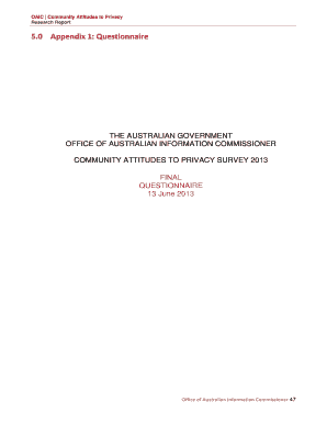 Community Attitudes to Privacy Survey Questionnaire