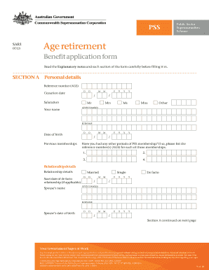 PSS Age Retirement Benefit Application Form