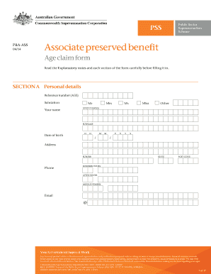 Associate Preserved Benefit Application Form