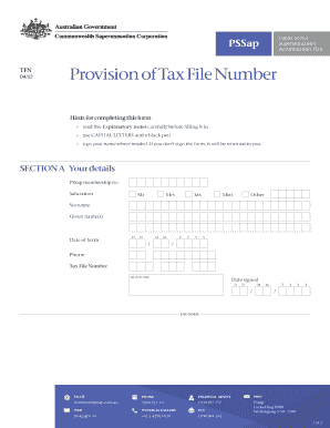 Public Sector Superannuation Accumulation Plan TFN Form