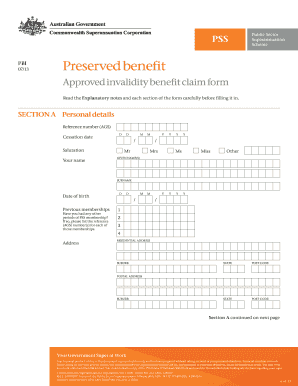 PSS Invalidity Benefit Claim Form