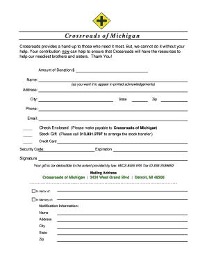 Crossroads of Michigan Donation Form
