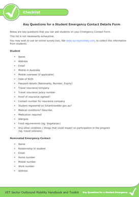 Printable emergency contact form - 66 Key Questions for a Student Emergency Contact Details Form Checklist - studyoverseas gov