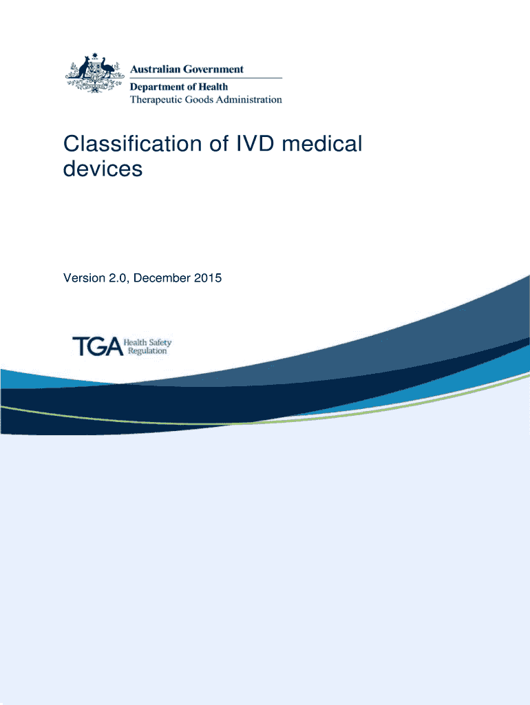 Fillable Online tga gov Classification of IVD medical devices Medical