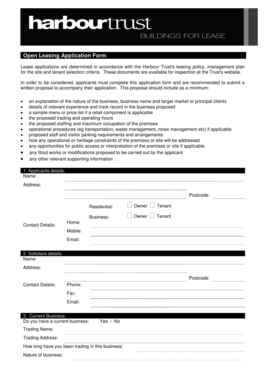 Open Leasing Application Form