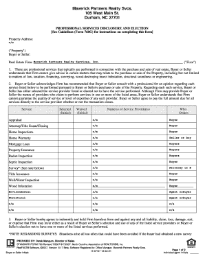 Professional Services Disclosure and Election Form