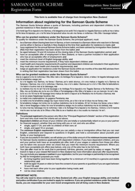 Samoan Quota Scheme Registration Form