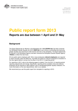 Workplace Gender Equality Report Form 2013