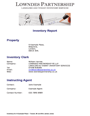 UK Landlord and Tenant Inventory Form