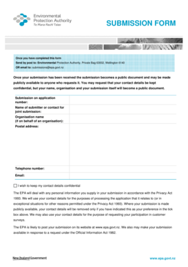 Environmental Protection Authority Submission Form