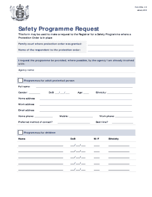 Safety Programme Request Form