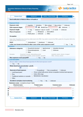 Hazardous Substances Disease & Injury Reporting Form