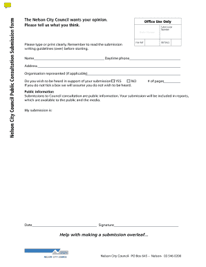 Nelson City Council Public Consultation Submission Form