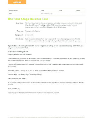 Four Stage Balance Test Form
