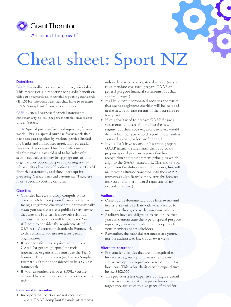 Fillable Online Cheat sheet: Sport NZ Fax Email Print - pdfFiller
