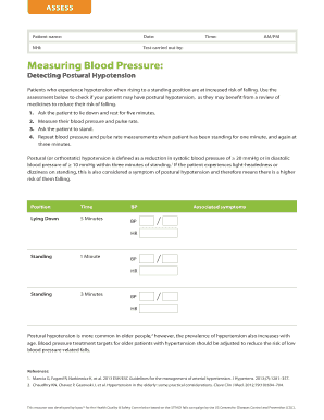 Postural Hypotension Assessment Form