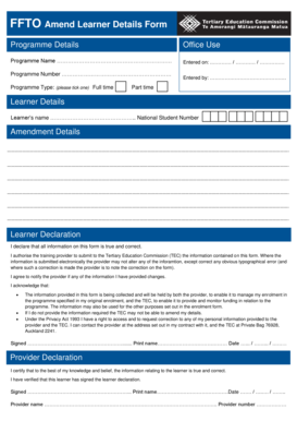 Amend Learner Details Form