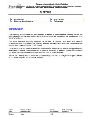 Paediatric Bleeding Questionnaire
