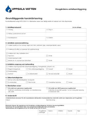 Swedish Waste Characterization Form