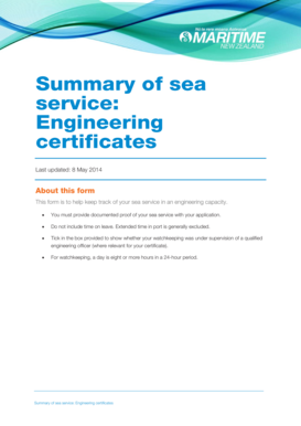 Summary of Sea Service for Engineering Certificates