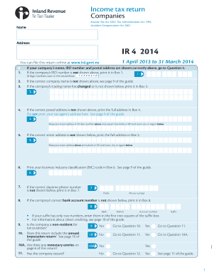 New Zealand Company Income Tax Return
