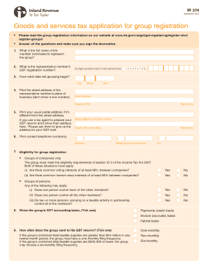 New Zealand GST Group Registration Application
