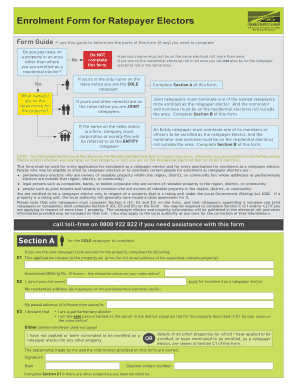 Ratepayer Elector Enrolment Form