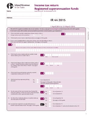 IR 44 Income Tax Return for Superannuation Funds
