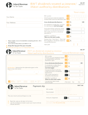 IR17P Form for RWT on Dividends Treated as Interest