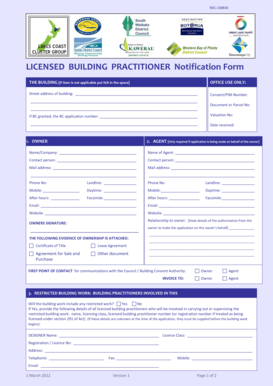 Licensed Building Practitioner Notification Form