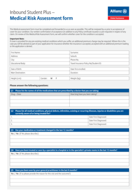 Inbound Student Plus Medical Risk Assessment Form