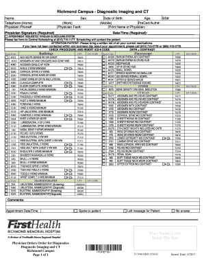 Diagnostic Imaging and CT Appointment Request Form