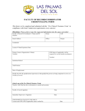 Faculty of Record Credentialing Form