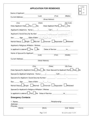 Application for Residence