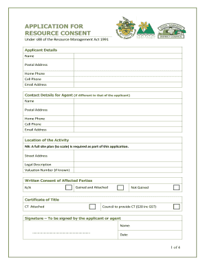 Resource Consent Application Form