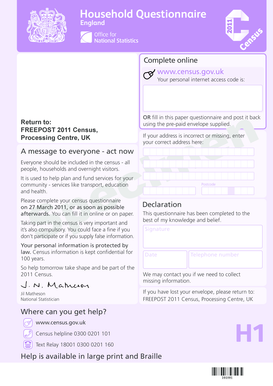 UK 2011 Census Household Questionnaire