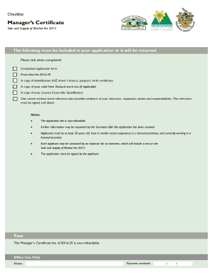 Manager's Certificate Application