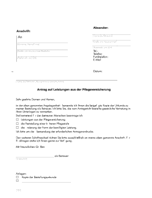 Antrag auf Leistungen aus der Pflegeversicherung