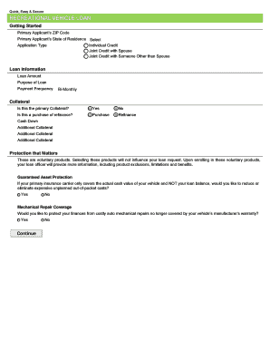 Recreational Vehicle Loan Application