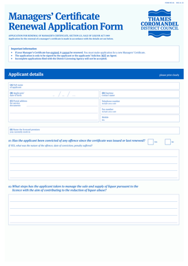 Manager's Certificate Renewal Application