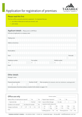 Premises Registration Application