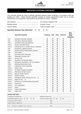 New Zealand Specified Systems Checklist