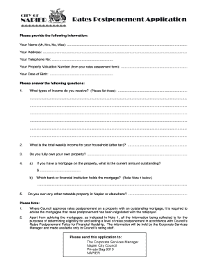 Rates Postponement Application